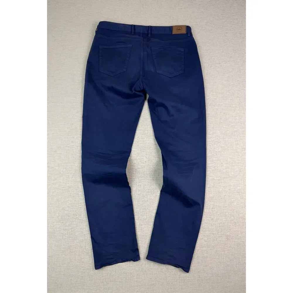 Peter Millar Mens Pants 36x34 Blue Stretch Cotton 5 Pocket Casual Golf